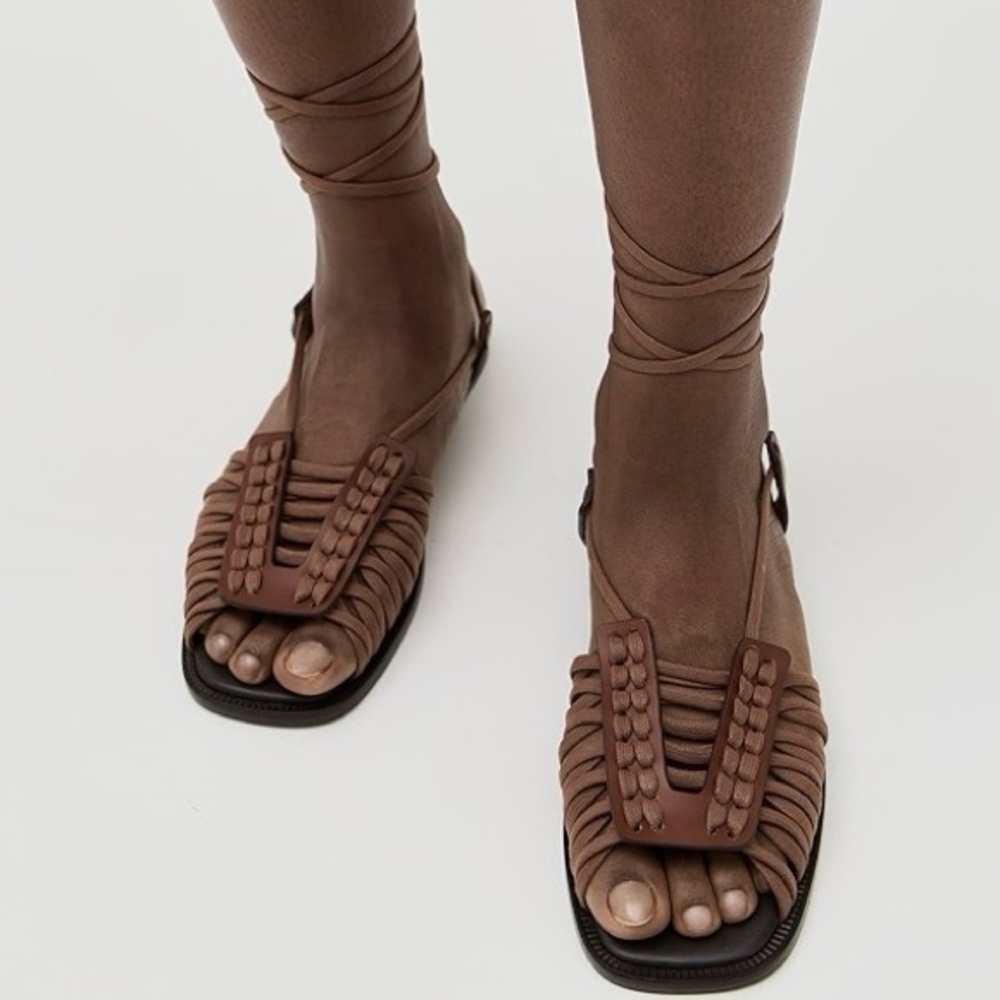NWT Hereu Women's Consell Ankle Tie Calf Leather Sandal Black Size EU 41 US 10.5 - Picture 12 of 13